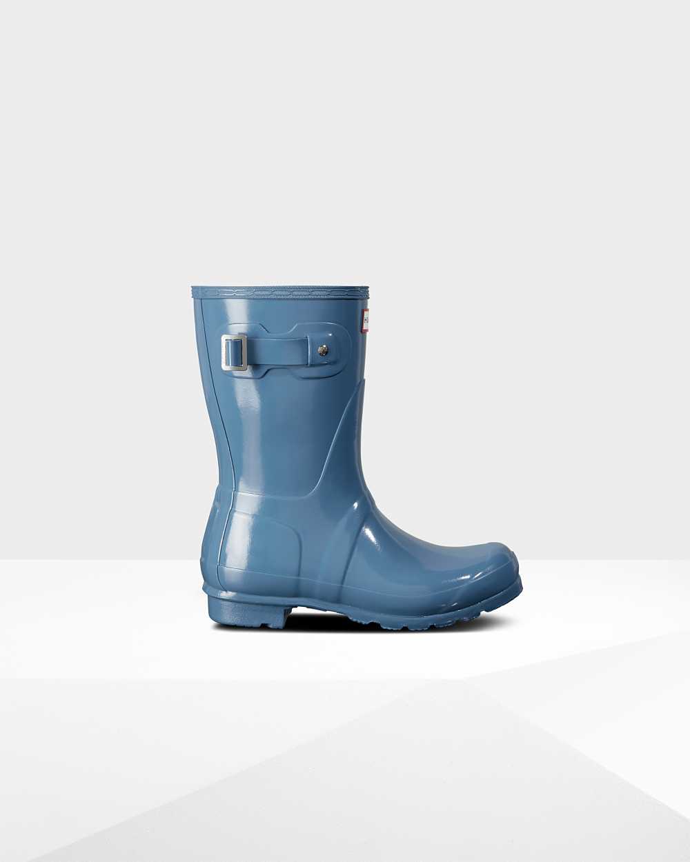 Stivali Pioggia Hunter Original Short Gloss Mid-Calf Donna - Blu | 230-480653 IT